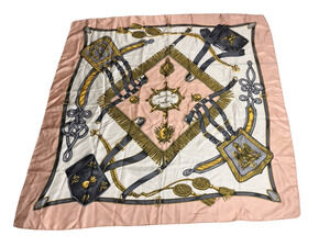 Vintage Sabretaches Et Gibernes Military Design Scarf Silk Made in France 33"